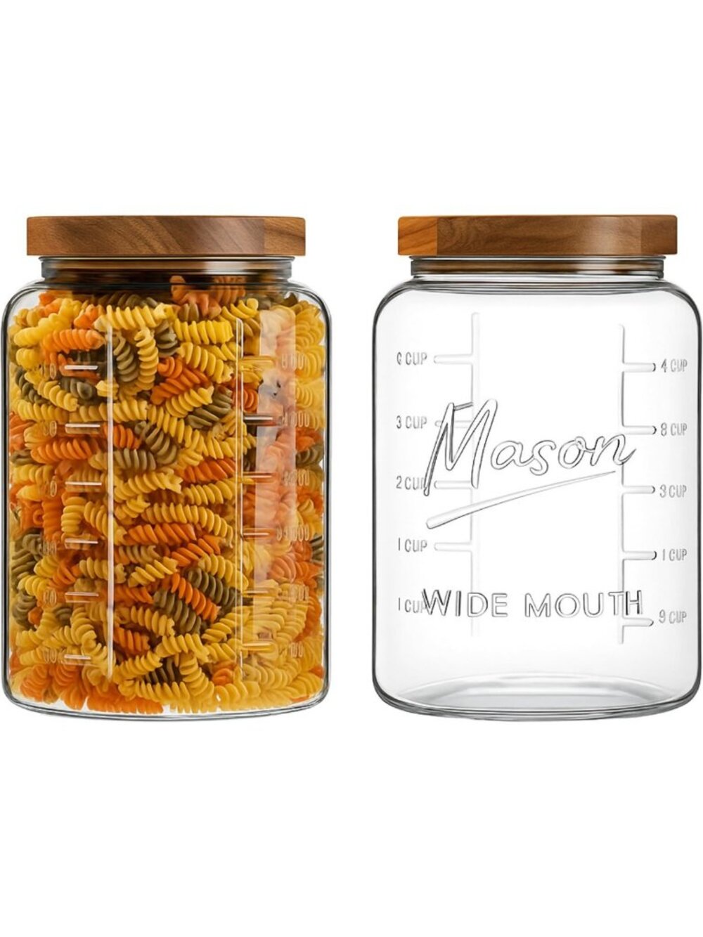 2 Pack Wide Mouth 1 Gallon Glass Mason Jars with Airtight Wooden Lids for Food